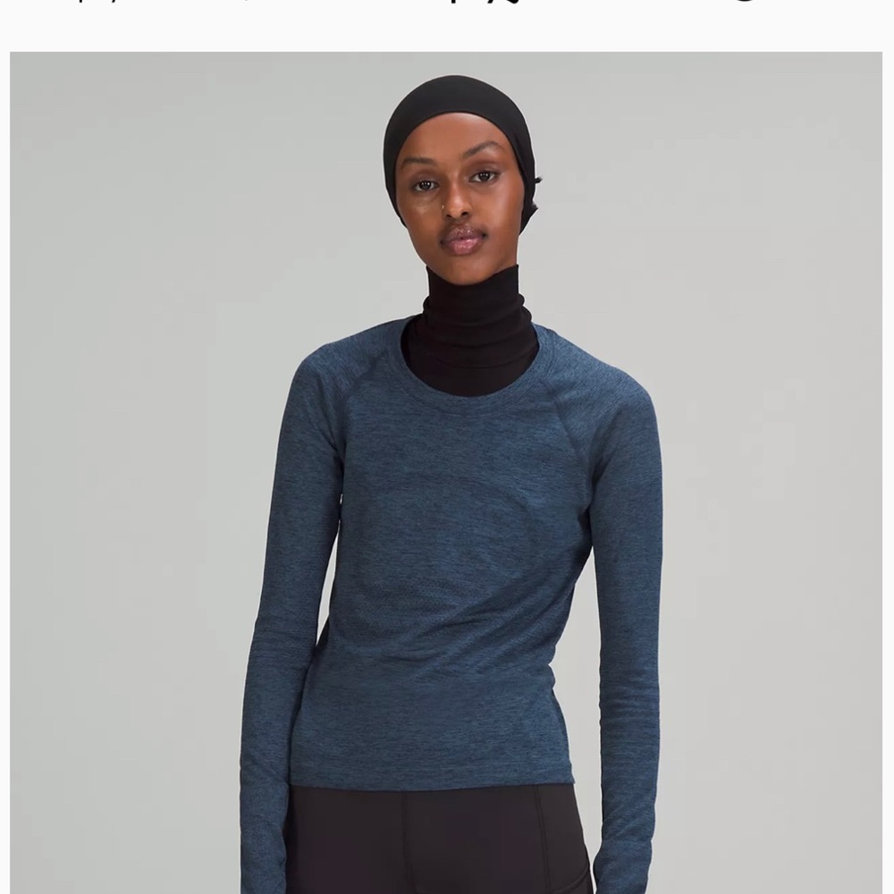 Swiftly tech LS size 2 relaxed fit, navy gray-blue. Like-new
